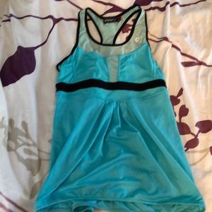 Athletic DNA blue flowy mesh tank